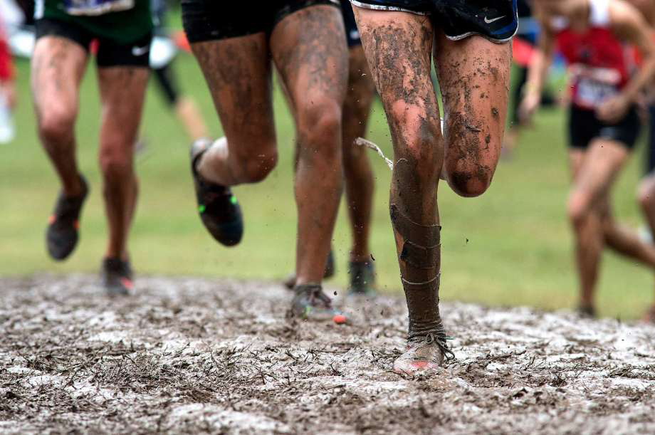 Champions race in mud