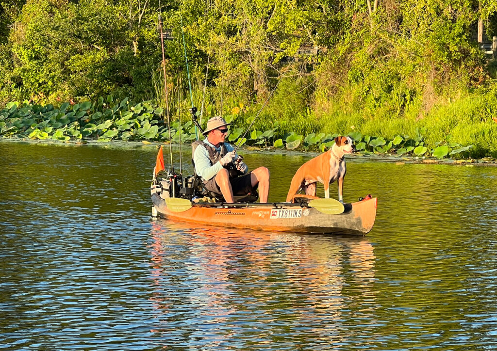 Dog in fisherman heaven