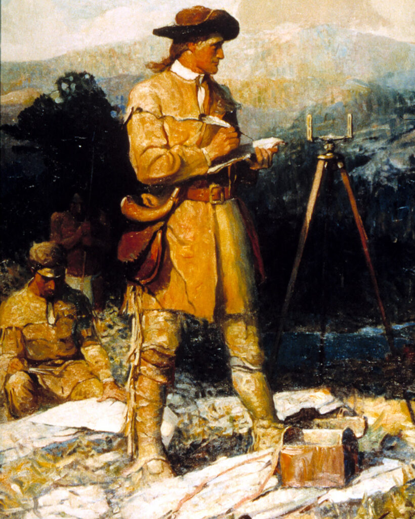 Young George Washington surveying
